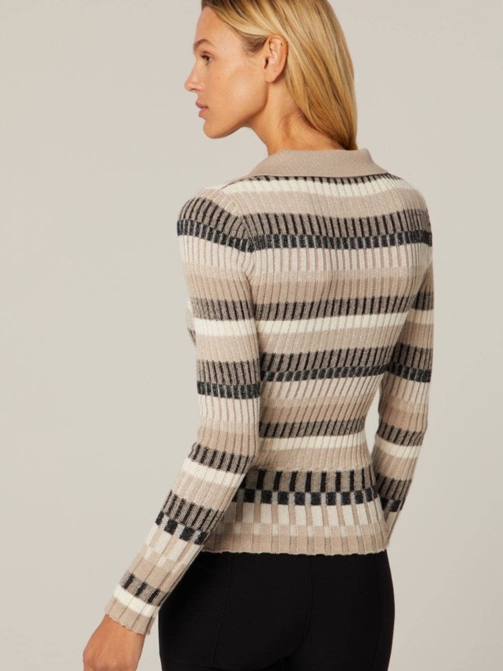 Women's Alp N Rock Luisa Polo Sweater Striped "Stone" Color Stretchy Sz XS $258 - Picture 7 of 14
